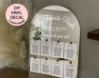 Please Find Your Seat Decal Our Favorite People Decal Seating Chart Decal Wedding Sign Decal Wedding Mirror Decal Vinyl LETTERING ONLY