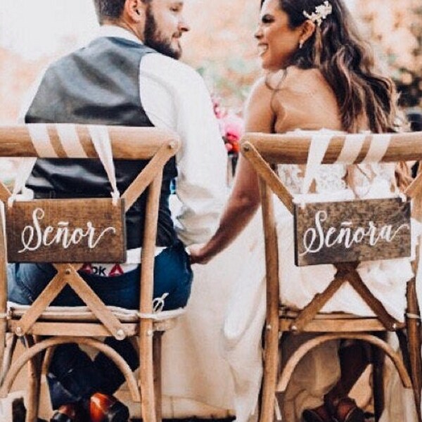 Senor and Senora Sign, Mr and Mrs Chair Sign, Mr and Mrs Signs, Destination Wedding Sign, Wedding Signs, Mexico Wedding, Cancun Wedding Sign