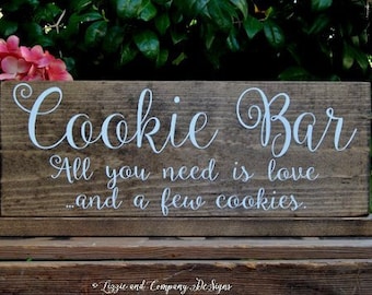 Cookie Bar Sign, Dessert Table Sign, Dessert Bar Sign, Donut Bar Sign, Wedding Cake Sign, Cupcake Sign, Rustic Wedding Sign, 15 x 5