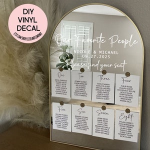 Wedding Sign Decal Our Favorite People Decal Please Find Your Seat Decal Seating Chart Decal Wedding Mirror Decal Vinyl LETTERING ONLY