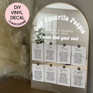 Our Favorite People Mirror Decal DIY Please Find Your Seat Decal Seating Chart Decal Wedding Sign Decal Mirror Decal Vinyl LETTERING ONLY