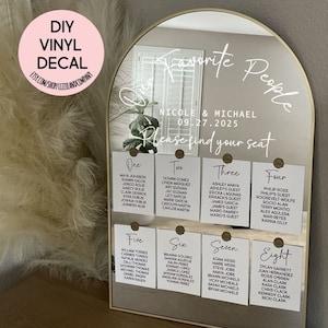Wedding Sign Decal Our Favorite People Decal Please Find Your Seat Decal Seating Chart Decal Wedding Mirror Decal Vinyl LETTERING ONLY
