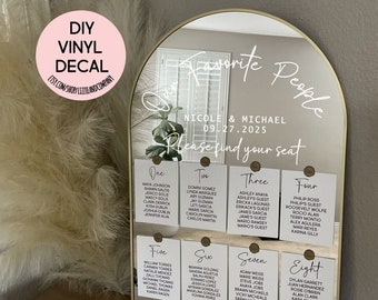 Wedding Sign Decal Our Favorite People Decal Please Find Your Seat Decal Seating Chart Decal Wedding Mirror Decal Vinyl LETTERING ONLY