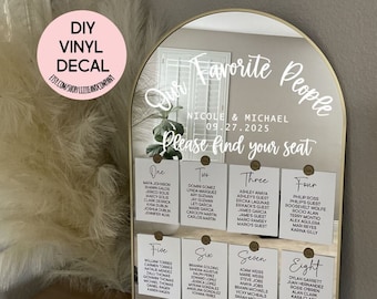 Our Favorite People Mirror Decal Please Find Your Seat Decal DIY Seating Chart Decal Welcome Sign Decal Mirror Decal Vinyl LETTERING ONLY