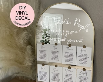 Our Favorite People Decal Please Find Your Seat Decal Seating Chart Decal Wedding Sign Decal DIY Wedding Mirror Decal Vinyl LETTERING ONLY