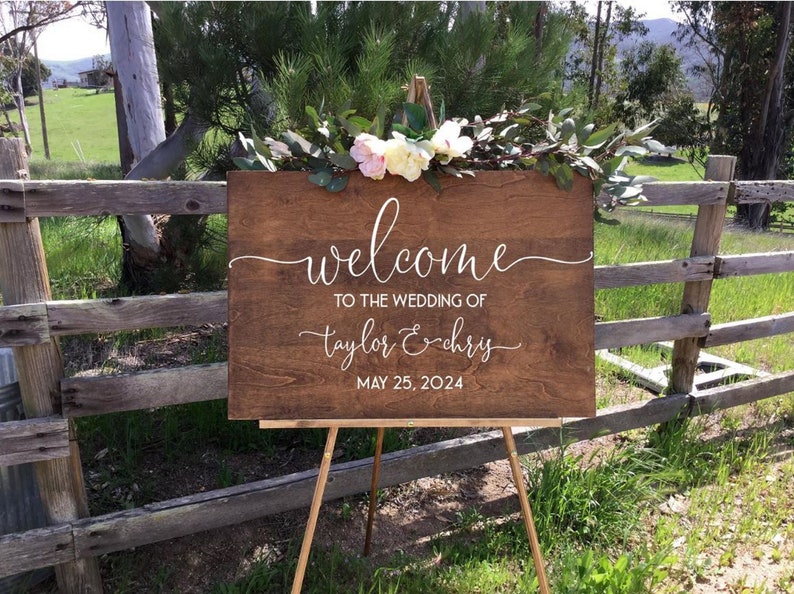 Welcome to Our Forever Sign, Welcome Wedding Sign, Rustic Wedding Welcome Sign, Wedding Easel Sign, Custom Easel Sign,Wedding Welcome Sign image 4