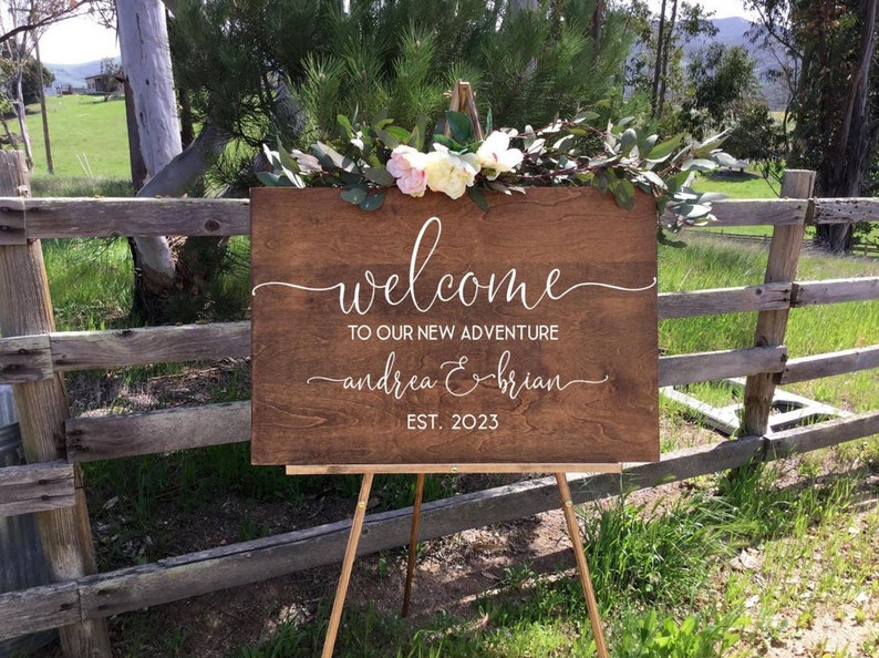 Welcome to Our Forever Sign, Welcome Wedding Sign, Rustic Wedding Welcome Sign, Wedding Easel Sign, Custom Easel Sign,Wedding Welcome Sign image 5