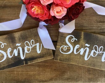 Senor Senora Signs, Cabo Sign, Cancun Wedding Sign, Mr and Mrs Signs, Bride and Groom Signs, His Hers Signs, Sweetheart Table Decor