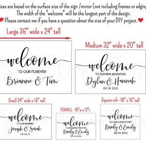 DIY Welcome to Our Wedding Decal, Welcome to our Forever Decal, Welcome Sign Decal, Custom Wedding Decal, Mirror Decal, Vinyl LETTERING ONLY image 2