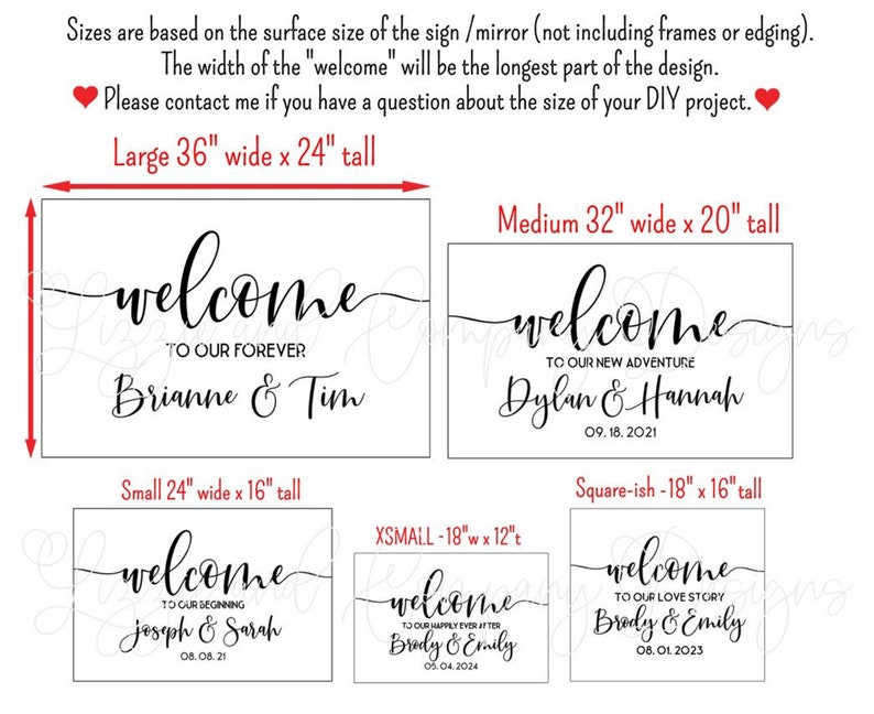 DIY Welcome to Our Wedding Decal, Welcome to our Forever Decal, Welcome Sign Decal, Custom Wedding Decal, Mirror Decal, Vinyl LETTERING ONLY image 2