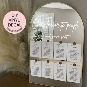 Our Favorite People Decal Please Find Your Seat Decal Seating Chart Decal Wedding Sign Decal Wedding Mirror Decal Vinyl LETTERING ONLY