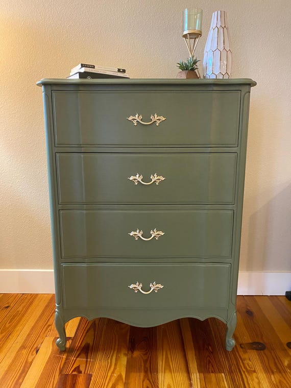 vintage sage green dresser Sage Green Dresser & Nightstand – VillelasCo Furniture