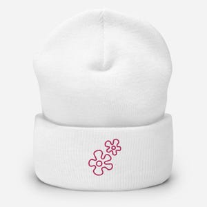 Embroidered Flower Beanie