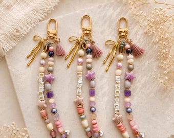 Handmade Blush and Bloom keychain, Bag Charm