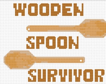 Wooden Spoon Survivor Cross Stitch Pattern