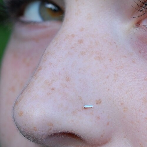 Straight Bar Minimal Nose Stud A Tiny Silver Bar Nose Stud Etsy