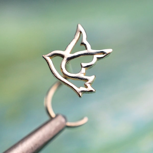 Peace Dove Nose Stud - Bird Nose Ring - Customized Gauges and End Styles