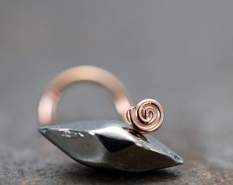 Rose Gold Micro Mini Spiral Nose Stud - Flush Flat to the Nose - Handcrafted to Order in Your Gauge -  L, Screw, Bone End