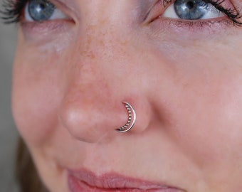 Beaded Silver Nose Ring, Minimalist Nose Ring Hoop, Custom Size Nose Ring, Gauge Nose Rings, Rock Your Nose