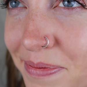 Beaded Silver Nose Ring, Minimalist Nose Ring Hoop, Custom Size Nose Ring, Gauge Nose Rings, Rock Your Nose