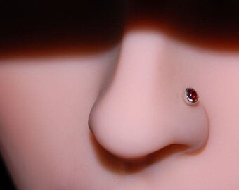 Garnet nose stud sterling silver nose stud silver nose stud gemstone nose stud gift for her January birthstone body jewelry