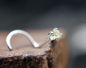 Peridot Nose Stud: Sterling Silver Birthstone Nose Jewelry