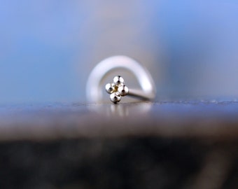 Flush Dot Silver Nose Stud - Tiny Flat to the Nose Jewelry - Simple, Minimalist Nose Pin in your choice of Gauge and End Style