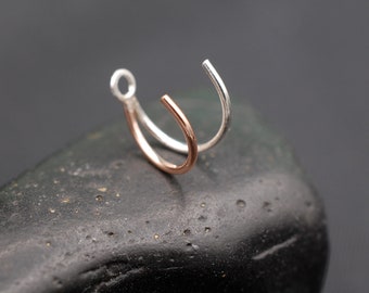 Mixed Metal Nose Ring * Rose Gold & Silver Nose Hoop * Turn your Nose Stud into a Nose Ring w/ this Super Cool, Fun Enhancer