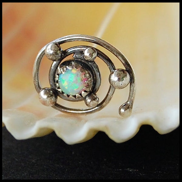 Opal Nose Stud / Sterling Nose Ring / Silver Nose Screw - One of a Kind Rockin' Nose Art - In the Vortex