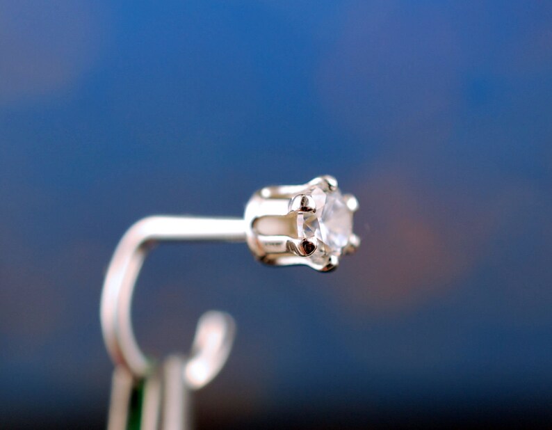 Diamond Style Nose Stud * HIGH Profile Sterling Silver 3mm Gemstone Screw * 24G Nose Stud 18G Nose Stud 22G Nose Stud 20G Nose Stud