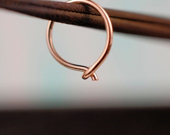 Rose Gold Nose Ring Hoop – Dainty Nose Rings in 24, 22G, and 20G with Custom Sizing – 6mm to 12mm Quality Nose Rings Handcrafted to Order