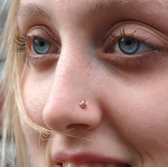 Nose Stud Rose Gold/14K Solid Rose Gold Nose Stud/Nickel Etsy