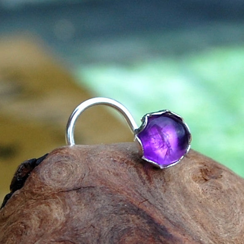 Amethyst Nose Stud Set in a Filigree of Sterling Silver CUSTOMIZE