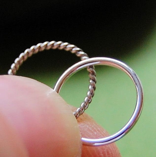 Nose Ring Hoop Pair Sterling Silver Sleek & Twisted - Choose Thin or …