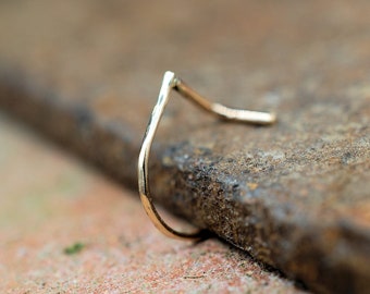 Gold Nose Ring Dainty and Thin * Cuff Hoop in Solid Gold 14K * Handcrafted to Order * Wedding Jewelry * Classy Nose Ring