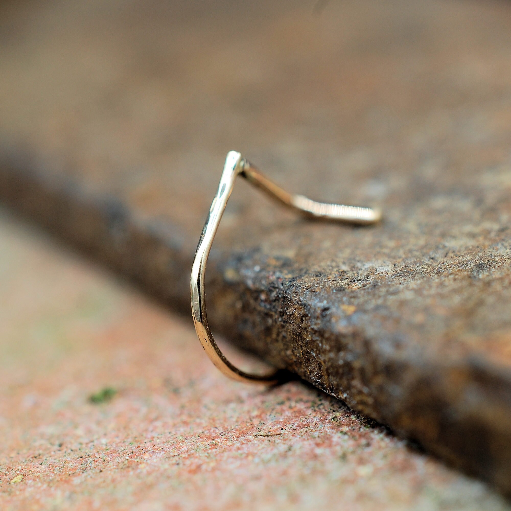 Dainty 14K Gold Nose Ring: Thin Hoop, Handcrafted Wedding Jewelry