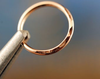 Rose Gold Nose Ring Hoop Hammered – choose Thin Nose Ring or Thick Nose Ring in your Gauge from 24G to 18G – Unique Boho Nose Jewelry