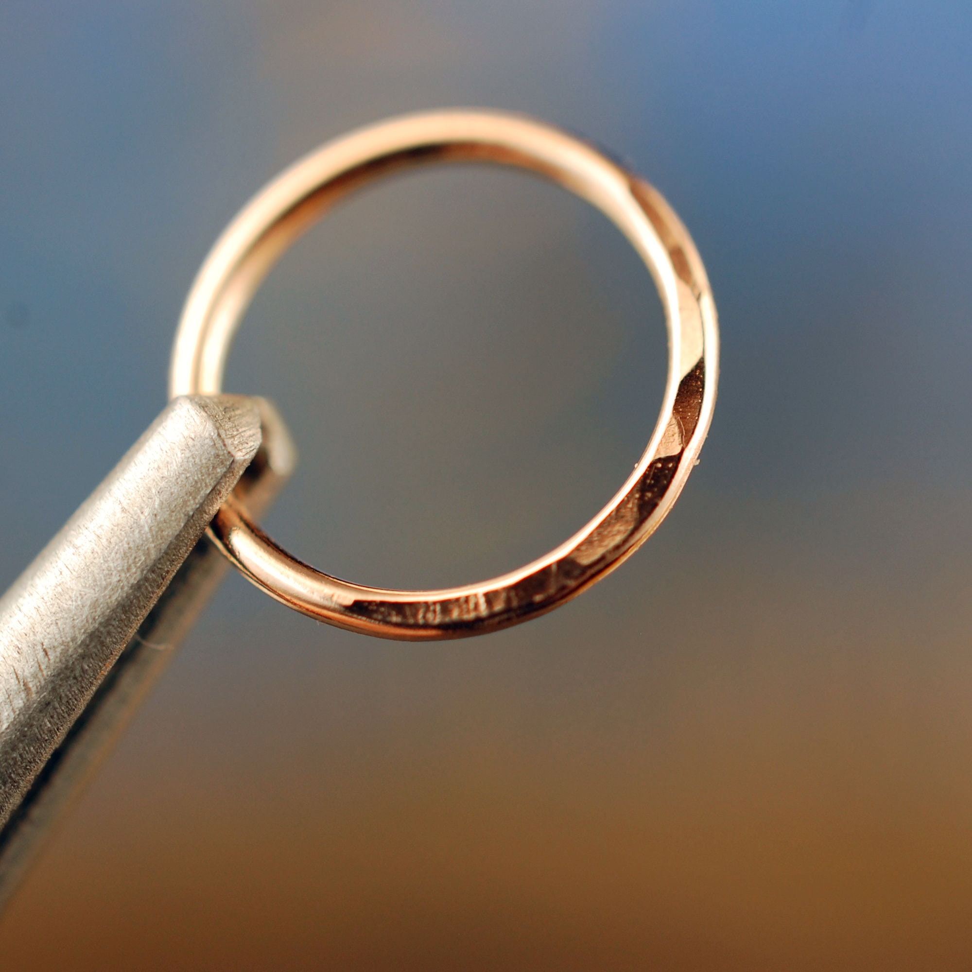 Rose Gold Nose Ring Hoop Hammered – choose Thin Nose Ring or Thick No…
