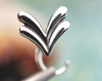 Unique Nose Ring - Wave Nose Stud in Double Chevron Design - This Nose Jewelry is Big & Fun * Handcrafted to Order in Sterling Silver *