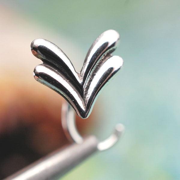 Unique Nose Ring - Wave Nose Stud in Double Chevron Design - This Nose Jewelry is Big & Fun * Handcrafted to Order in Sterling Silver *