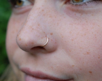 Gold Nose Ring * 14 Karat Hoop * Dainty Nose Ring * Thin Nose Ring * Dainty Nose Hoop * Snug Nose Ring * Tiny Nose Ring * Teeny Hoop
