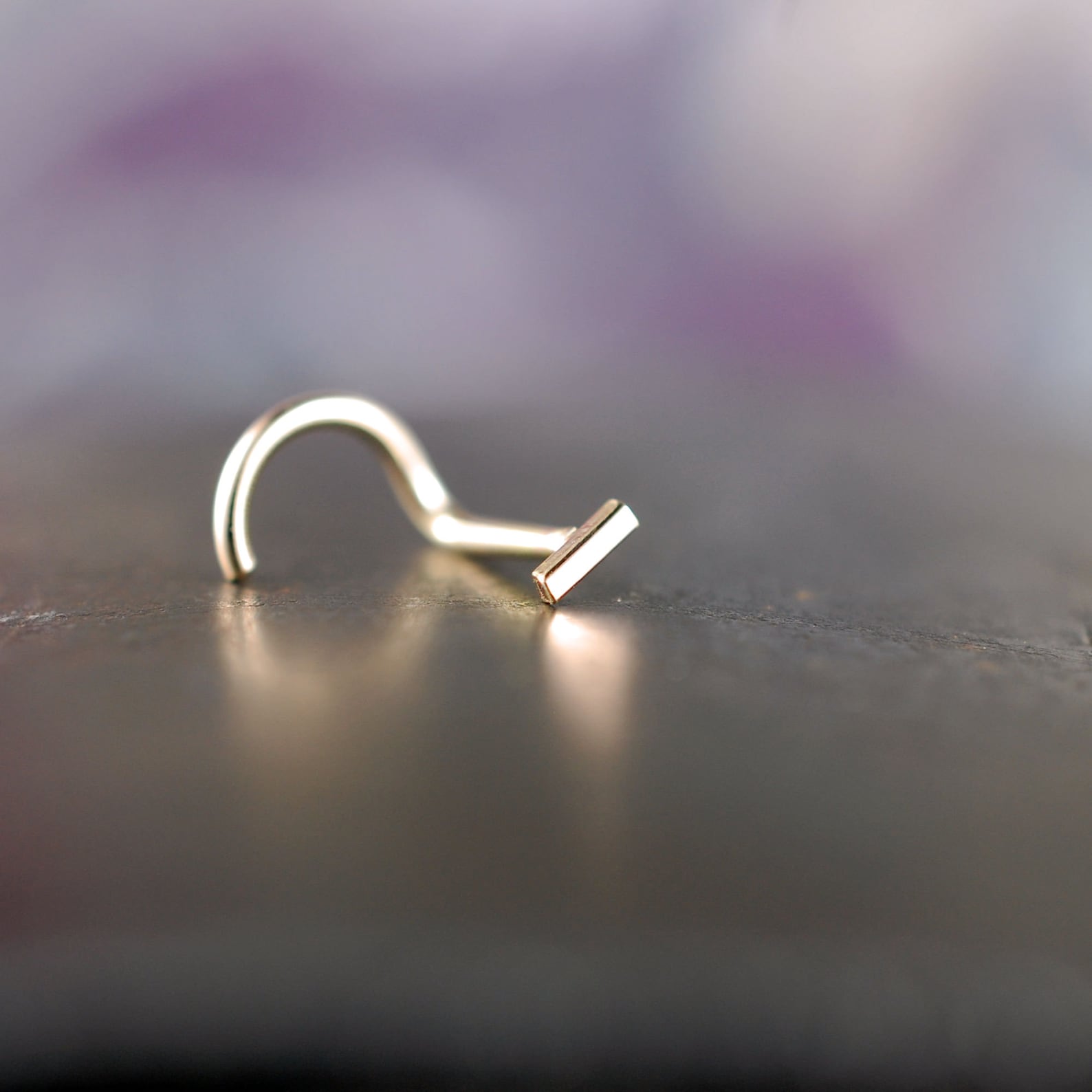 Straight Bar Gold Minimal Nose Stud A Tiny Gold Bar Nose Etsy
