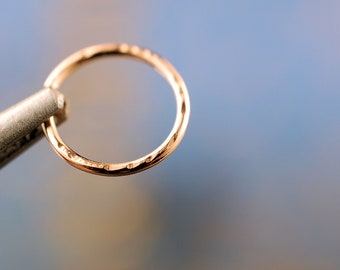 Rose Gold Nose Ring Hoop Textured – choose Thin Nose Ring or Thick Nose Ring in your Gauge from 24G to 18G – Unique Boho Nose Jewelry