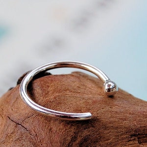 Silver Open Nose Ring Hoop, Insert from Inside, Quality Nose Ring, Handmade Nose Jewelry, Custom Size Nose Ring