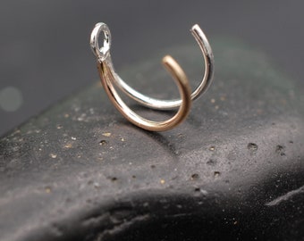 Nose Ring * Gold & Silver Nose Hoop * Mixed Metal * Turn your Nose Stud into a Nose Ring w/ this Super Cool, Fun Enhancer