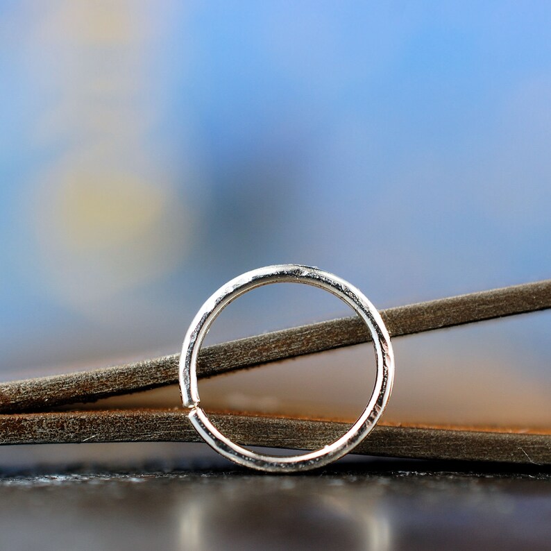 White Gold Nose Ring Hoop Textured A Solid 14 Karat Gold Etsy Canada