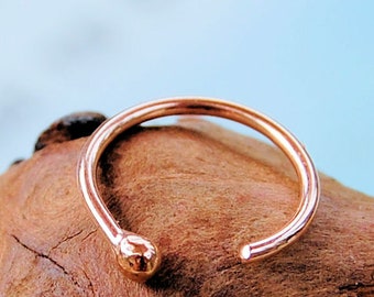 Rose Gold Nose Ring / Budded Open Nose Ring 14 Karat Solid  Rose Gold / Dainty Nose Ring  - CUSTOMIZE