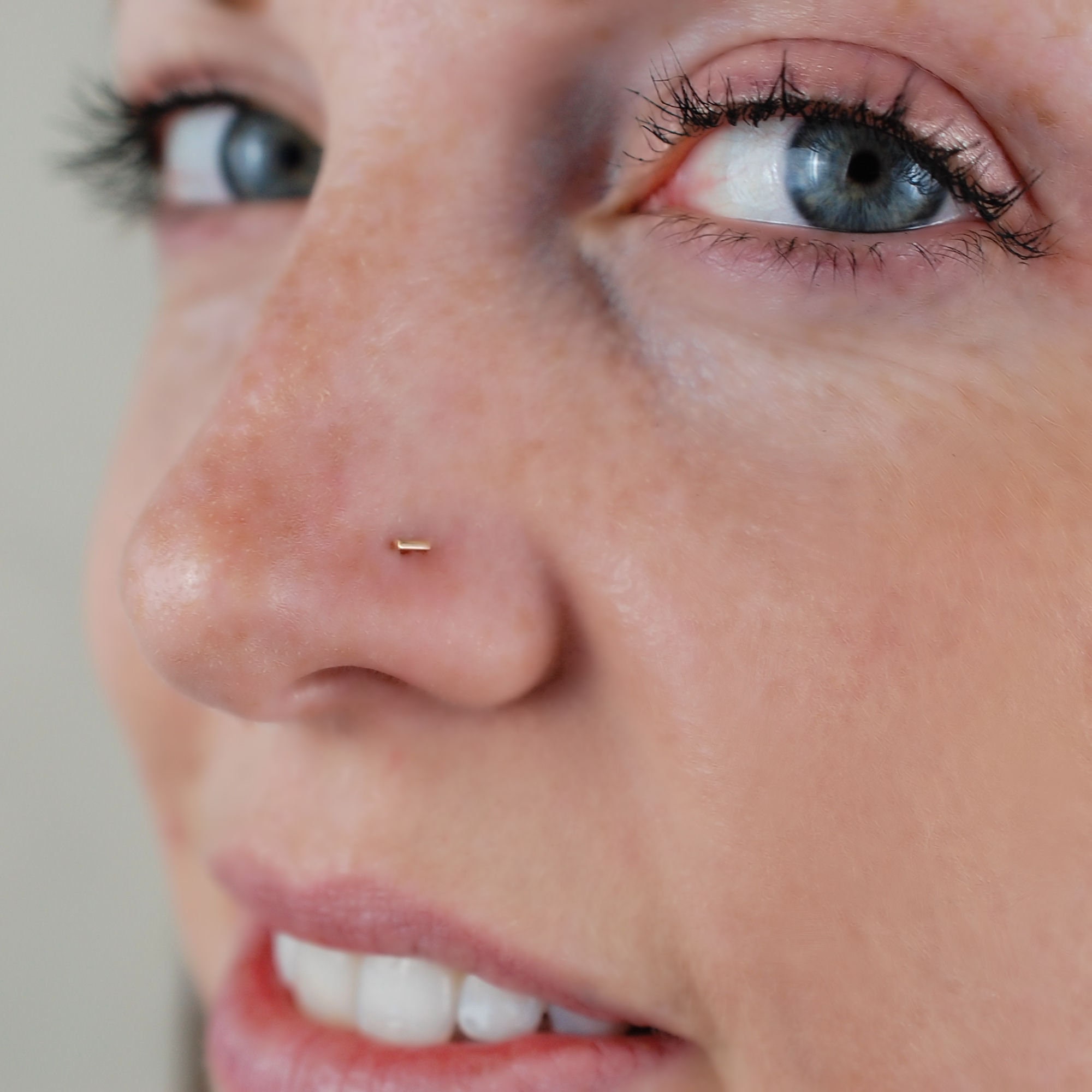 Straight Bar Minimal Nose Stud A Tiny Rose Gold Bar Nose Etsy Canada