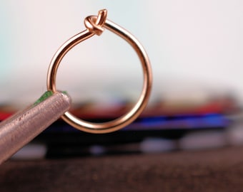 Rose Gold Nose Hoop * 14K Solid - Dainty, Custom Nose Jewelry - Unique Gift for Her