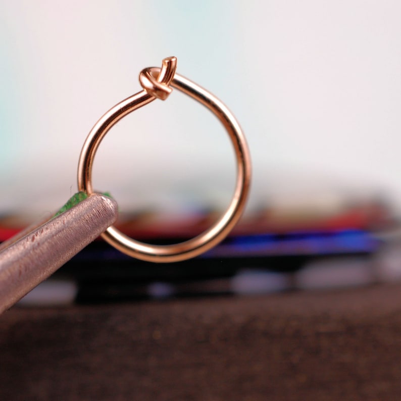 Rose Gold Nose Ring Hoop Rose Gold Nose Hoop 14K Solid Rose Gold Nose Ring Dainty - Etsy.de